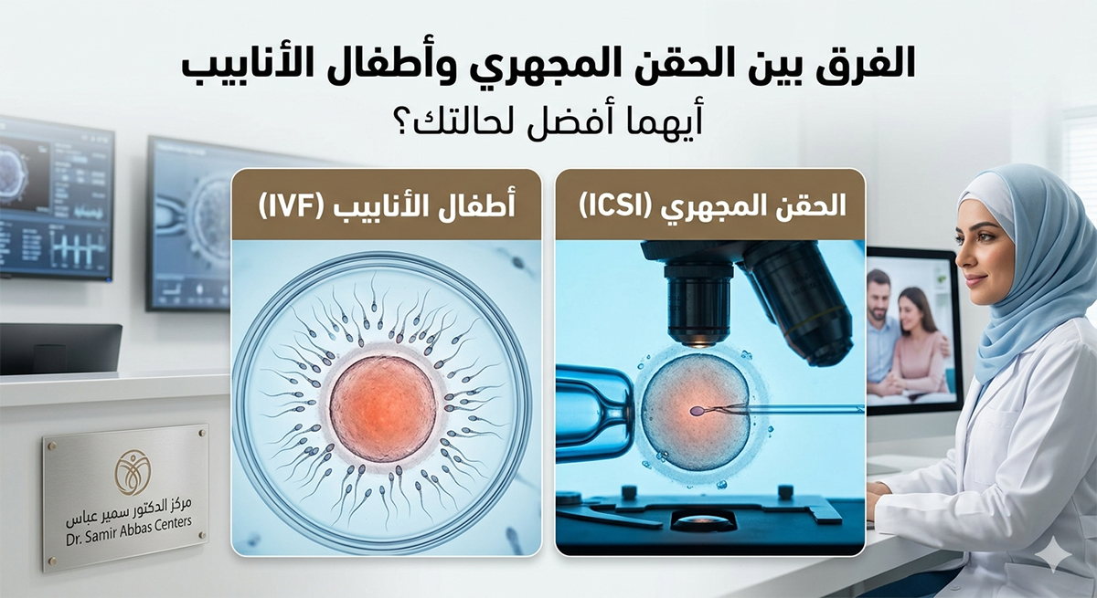 الفرق بين الحقن المجهري وأطفال الأنابيب